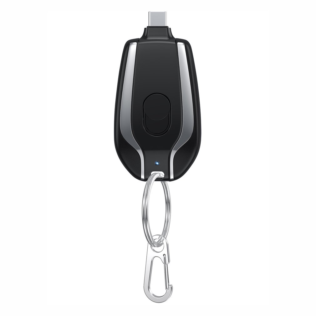1500mAh Mini Keychain Power Bank – Fast Charging, Type-C & iPhone Compatible