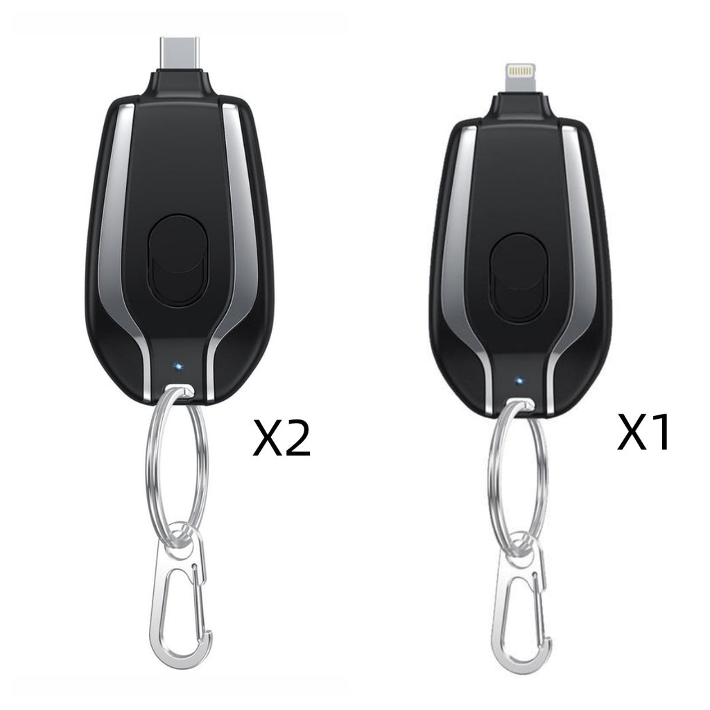 1500mAh Mini Keychain Power Bank – Fast Charging, Type-C & iPhone Compatible