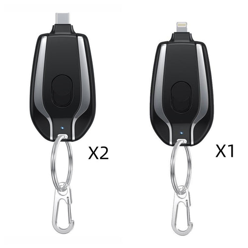 1500mAh Mini Keychain Power Bank – Fast Charging, Type-C & iPhone Compatible