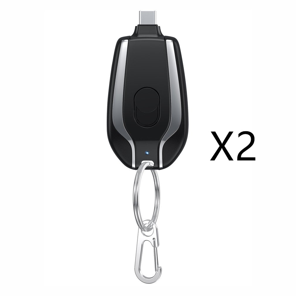 1500mAh Mini Keychain Power Bank – Fast Charging, Type-C & iPhone Compatible