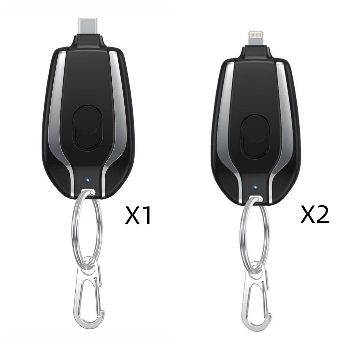 1500mAh Mini Keychain Power Bank – Fast Charging, Type-C & iPhone Compatible