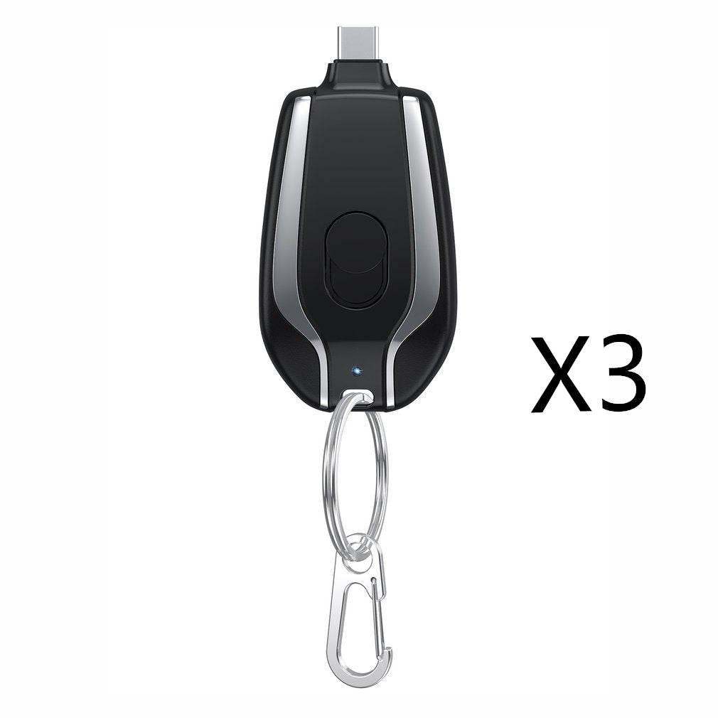 1500mAh Mini Keychain Power Bank – Fast Charging, Type-C & iPhone Compatible